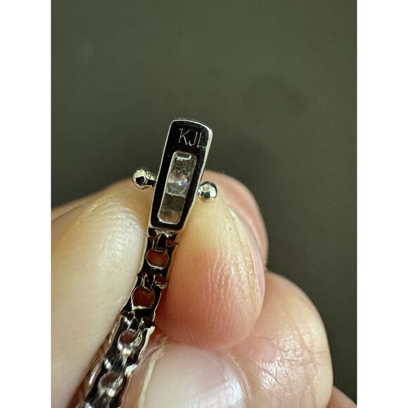 Kenneth Jay Lane CZ Thin Cubic Zirconia & Rhodium Tennis Classic Bracelet - Picture 6 of 7